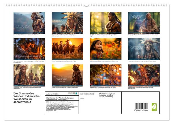 Produktbild: Die Stimme des Windes: Indianische Weisheiten im Jahresverlauf (hochwertiger Premium Wandkalender 2026 DIN A2 quer), Kunstdruck in Hochglanz