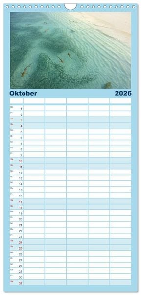 Produktbild: Familienplaner 2026 - Haie - K&ouml;nige der Meere. mit 5 Spalten (Wandkalender, 21 x 45 cm) CALVENDO