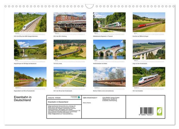 Produktbild: Eisenbahn in Deutschland (Wandkalender 2026 DIN A3 quer), CALVENDO Monatskalender