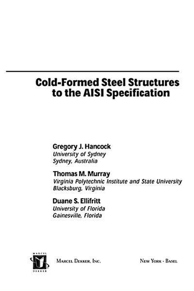 Produktbild: Cold-Formed Steel Structures to the AISI Specification