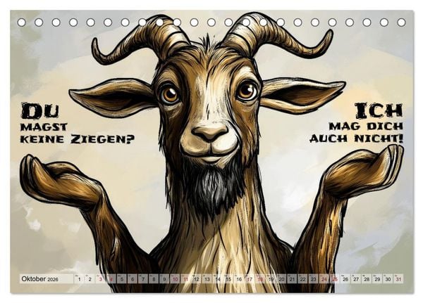 Produktbild: Ziegen, s&uuml;&szlig; aber psycho (Tischkalender 2026 DIN A5 quer), CALVENDO Monatskalender
