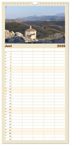 Produktbild: Familienplaner 2026 - Abruzzen - wild und romantisch mit 5 Spalten (Wandkalender, 21 x 45 cm) CALVENDO
