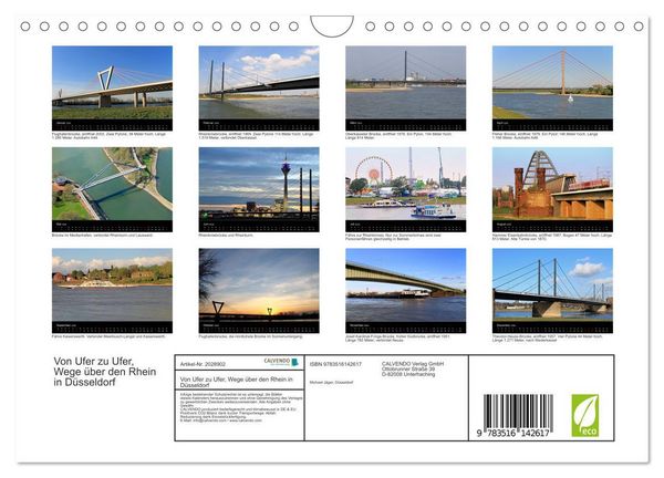 Produktbild: Von Ufer zu Ufer, Wege &uuml;ber den Rhein in D&uuml;sseldorf (Wandkalender 2026 DIN A4 quer), CALVENDO Monatskalender