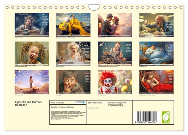 Produktbild: Spr&uuml;che mit Humor - KI-Bilder (Wandkalender 2026 DIN A4 quer), CALVENDO Monatskalender