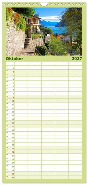 Produktbild: Familienplaner 2027 - Gandria - Malerisches Dorf am Luganer See mit 5 Spalten (Wandkalender, 21 x 45 cm) CALVENDO