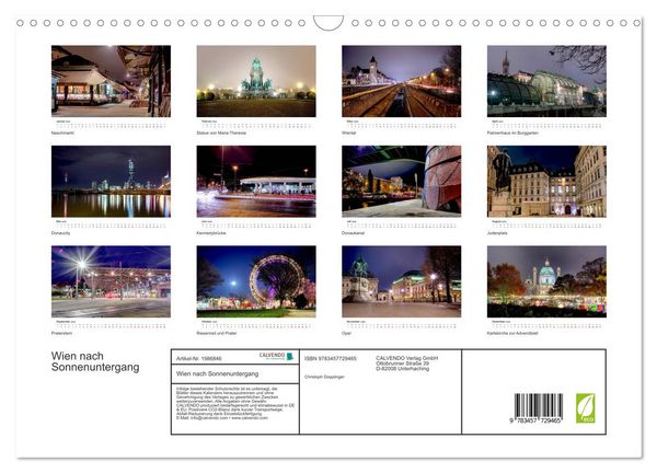 Produktbild: Wien nach Sonnenuntergang (Wandkalender 2026 DIN A3 quer), CALVENDO Monatskalender