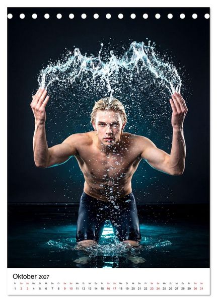 Produktbild: Im Bann des Wassers - Athletische &Auml;sthetik m&auml;nnlicher Schwimmer (Tischkalender 2027 DIN A5 hoch), CALVENDO Monatskalender