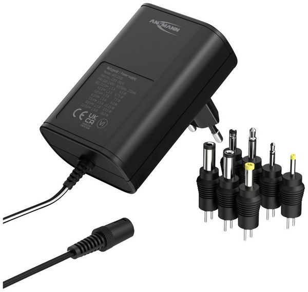 Produktbild: Ansmann 1201-0024 Steckernetzteil, einstellbar 12 V/DC, 9 V/DC, 7.5 V/DC, 6 V, 4.5 V/DC, 3 V 1500 mA 18 W