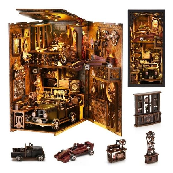 Produktbild: FiguredArt CH02 - DIY Book Nook, Vintage Garage, Puzzle 255 Teile, Miniatur-Diorama