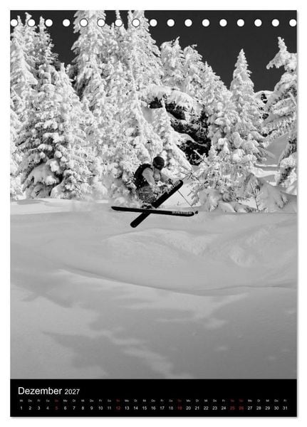 Produktbild: Monochrome Ski (Tischkalender 2027 DIN A5 hoch), CALVENDO Monatskalender