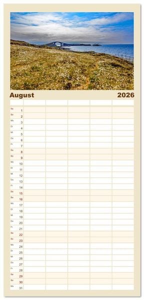 Produktbild: Familienplaner 2026 - Vom Nordkap zum S&uuml;dkap mit 5 Spalten (Wandkalender, 21 x 45 cm) CALVENDO