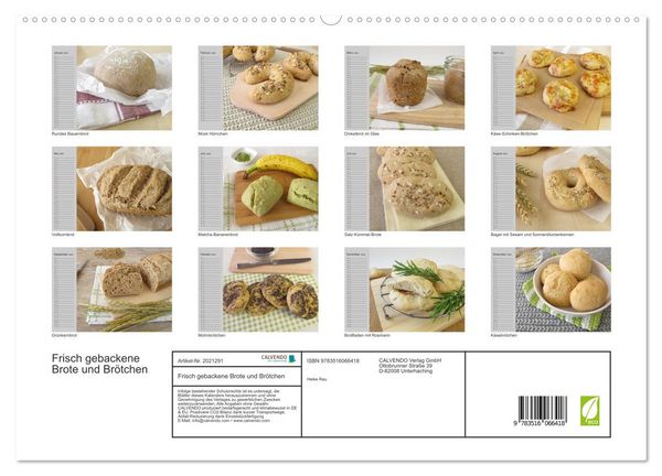 Produktbild: Frisch gebackene Brote und Br&ouml;tchen (hochwertiger Premium Wandkalender 2026 DIN A2 quer), Kunstdruck in Hochglanz