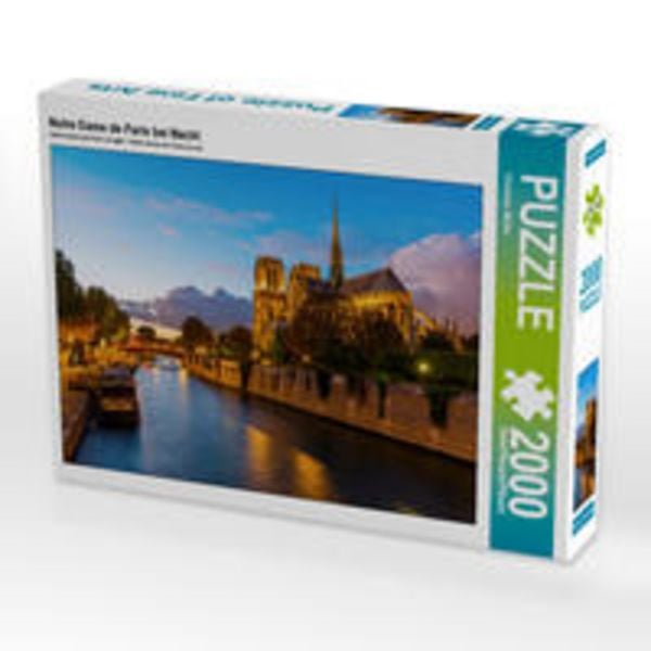 CALVENDO Puzzle Notre Dame de Paris bei Nacht | 2000 Teile Lege-Größe 90 × 67 cm Foto-Puzzle für glückliche Stunden