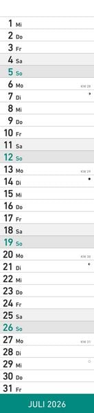 Produktbild: Streifenplaner MINT 2026 - Streifenkalender - Wandplaner - Küchen-Kalender - 11,3x49,5