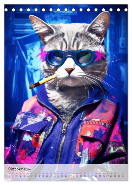 Produktbild: Katzen im lustigen Gangsterlook (Tischkalender 2026 DIN A5 hoch), CALVENDO Monatskalender