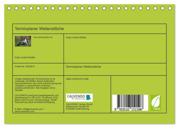 Produktbild: Terminplaner Wellensittiche (Tischkalender 2026 DIN A5 quer), CALVENDO Monatskalender