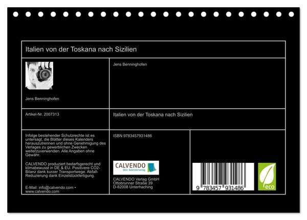 Produktbild: Italien von der Toskana nach Sizilien (Tischkalender 2026 DIN A5 quer), CALVENDO Monatskalender