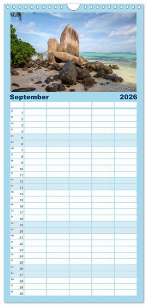 Produktbild: Familienplaner 2026 - Seychellen - Trauminseln im Indischen Ozean mit 5 Spalten (Wandkalender, 21 x 45 cm) CALVENDO