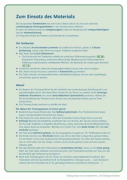 Produktbild: Fl&uuml;ssig lesen mit Lesetandems &ndash; 24 Schulgeschichten, Klasse 1/2