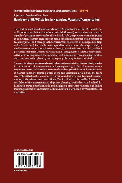 Produktbild: Handbook of OR/MS Models in Hazardous Materials Transportation