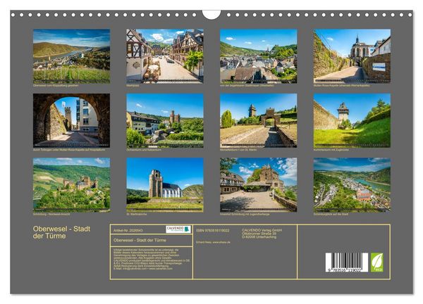 Produktbild: Oberwesel - Stadt der T&uuml;rme (Wandkalender 2026 DIN A3 quer), CALVENDO Monatskalender
