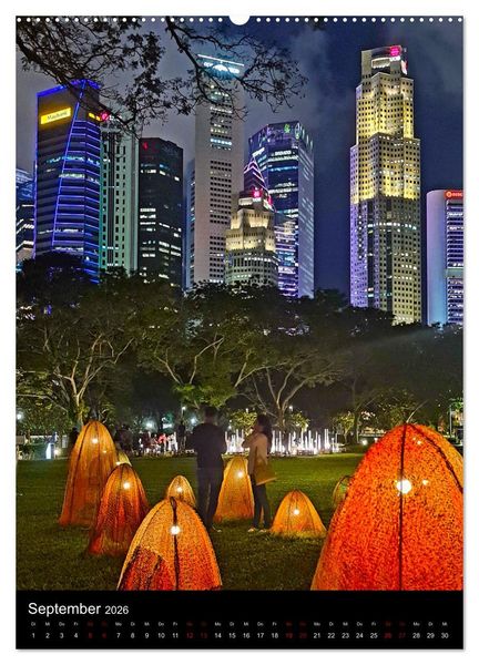 Produktbild: Singapur - Faszinierende Lichterwelt Marina Bay (Wandkalender 2026 DIN A2 hoch), CALVENDO Monatskalender