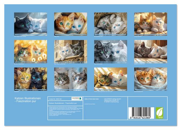 Produktbild: Katzen Illustrationen - Faszination pur (Wandkalender 2026 DIN A4 quer), CALVENDO Monatskalender