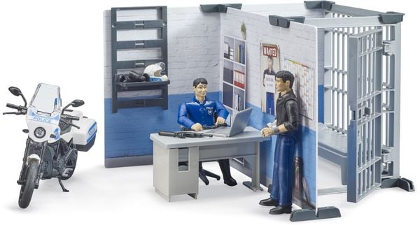 Produktbild: bruder 62732 bworld Polizeistation mit Polizeimotorrad und 2 Figuren