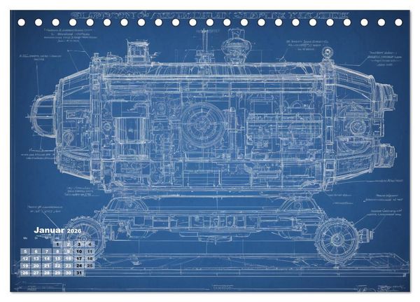 Produktbild: Steampunk - Blaupausen (Tischkalender 2026 DIN A5 quer), CALVENDO Monatskalender