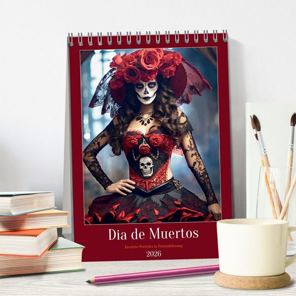 Produktbild: Dia de Muertos Kreative Portr&auml;ts in Festanlehnung (Tischkalender 2026 DIN A5 hoch), CALVENDO Monatskalender