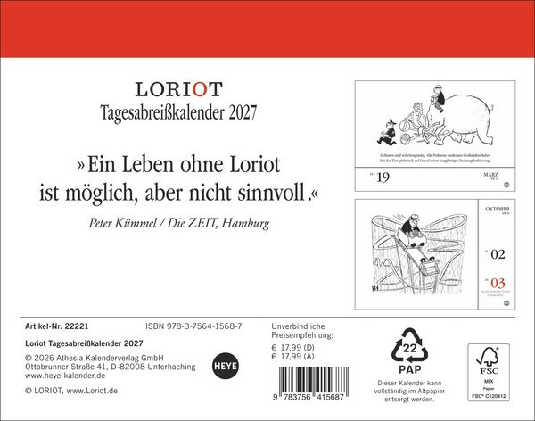 Produktbild: Loriot Tagesabrei&szlig;kalender 2027