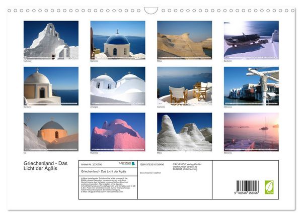 Produktbild: Griechenland - Das Licht der &Auml;g&auml;is (Wandkalender 2026 DIN A3 quer), CALVENDO Monatskalender