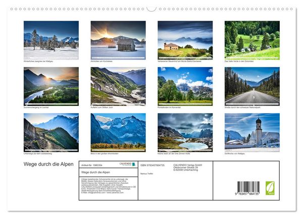 Produktbild: Wege durch die Alpen (hochwertiger Premium Wandkalender 2026 DIN A2 quer), Kunstdruck in Hochglanz