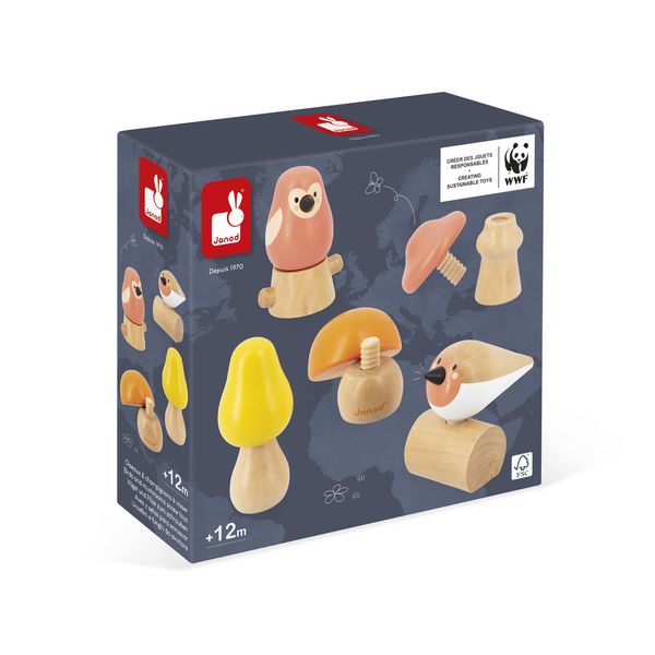 Produktbild: Holz-Schraubspiel Waldtiere & Pilze &ndash; 5-teiliges Motorikspiel ab 18 Monaten