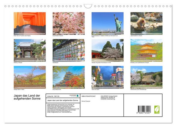 Produktbild: Japan das Land der aufgehenden Sonne (Wandkalender 2026 DIN A3 quer), CALVENDO Monatskalender