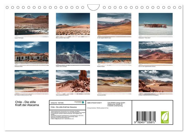 Produktbild: Chile - Die stille Kraft der Atacama (Wandkalender 2026 DIN A4 quer), CALVENDO Monatskalender