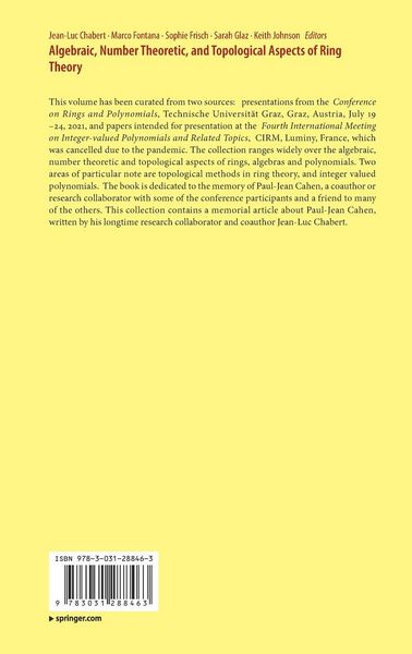 Produktbild: Algebraic, Number Theoretic, and Topological Aspects of Ring Theory