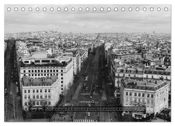 Produktbild: Paris - in schwarz und weiss (Tischkalender 2026 DIN A5 quer), CALVENDO Monatskalender