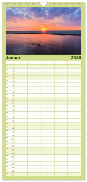 Produktbild: Familienplaner 2026 - D&auml;nemark Impressionen mit 5 Spalten (Wandkalender, 21 x 45 cm) CALVENDO