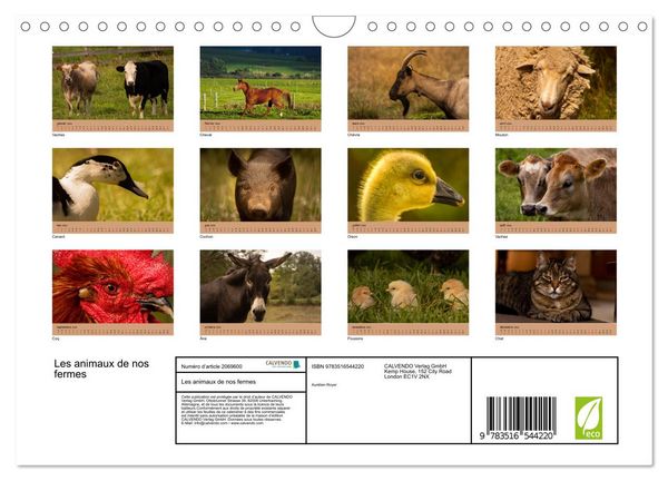 Produktbild: Les animaux de nos fermes (Calendrier mural 2026 DIN A4 vertical), CALVENDO calendrier mensuel
