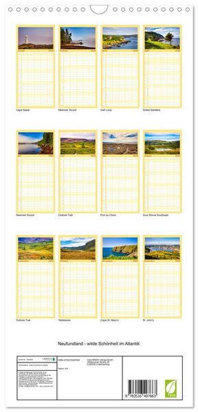 Produktbild: Familienplaner 2026 - Neufundland - wilde Sch&ouml;nheit im Atlantik mit 5 Spalten (Wandkalender, 21 x 45 cm) CALVENDO