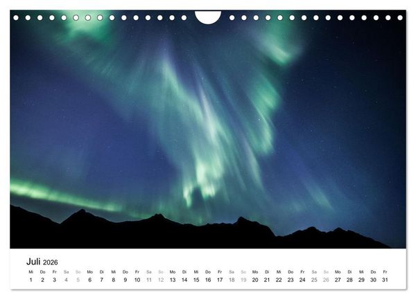 Produktbild: Nordlichter - Farbenspiel am arktischen Nachthimmel (Wandkalender 2026 DIN A4 quer), CALVENDO Monatskalender
