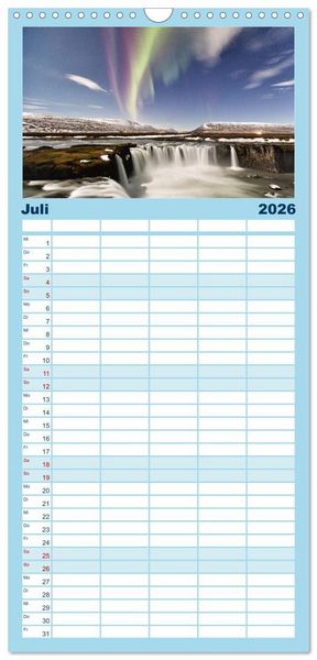 Produktbild: Familienplaner 2026 - Magie der Nordlichter Islands mit 5 Spalten (Wandkalender, 21 x 45 cm) CALVENDO