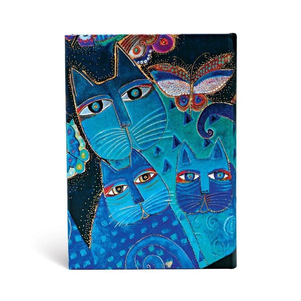 Produktbild: Hardcover Notizbuch Katzen in Blau mit Schmetterlingen, Midi, Liniert