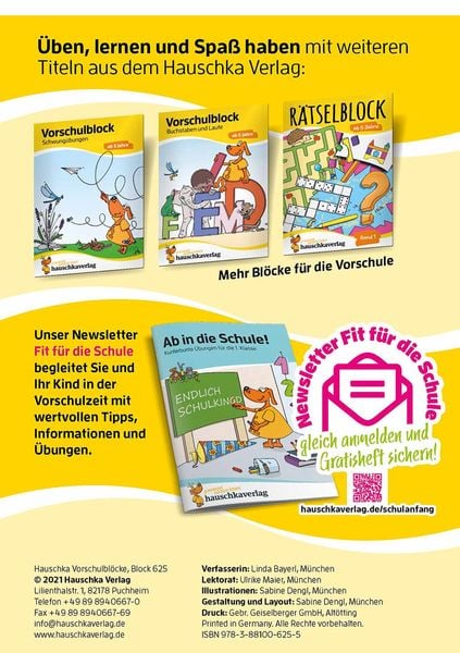 Vorschulblock ab 5 Jahre für Junge und Mädchen - Fit zum Schuleintritt