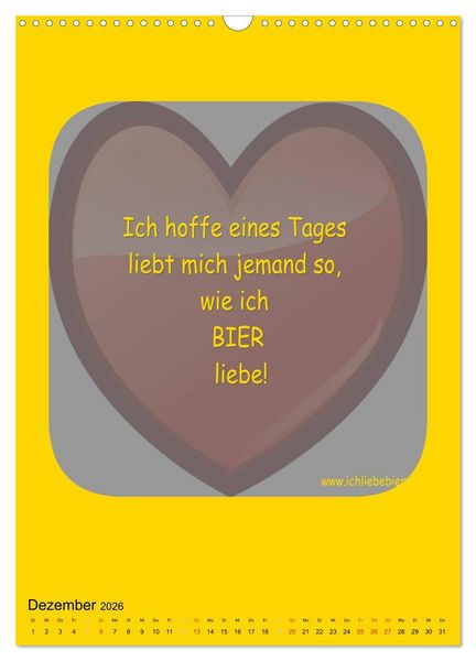 Produktbild: Ich liebe Bier (Wandkalender 2026 DIN A3 hoch), CALVENDO Monatskalender