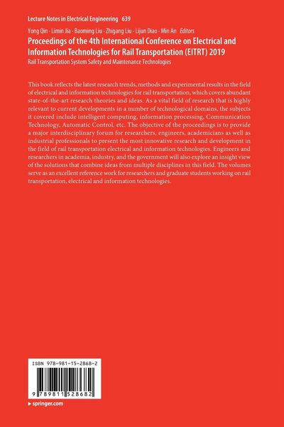 Produktbild: Proceedings of the 4th International Conference on Electrical and Information Technologies for Rail Transportation (EITRT) 2019
