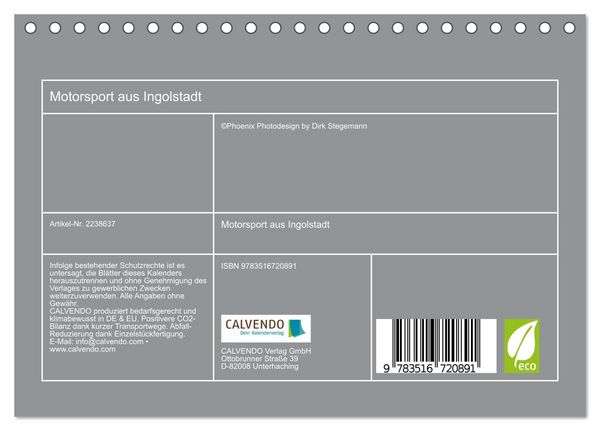 Produktbild: Motorsport aus Ingolstadt (Tischkalender 2026 DIN A5 quer), CALVENDO Monatskalender