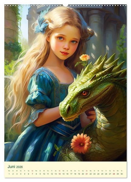 Produktbild: Die Drachenkinder. Eine magische Reise ins Reich der Fantasie (hochwertiger Premium Wandkalender 2026 DIN A2 hoch), Kunstdruck in Hochglanz