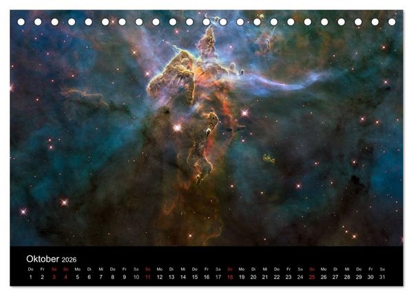 Produktbild: Der Weltraum. Spektakul&auml;re Gasnebel und Galaxien (Tischkalender 2026 DIN A5 quer), CALVENDO Monatskalender